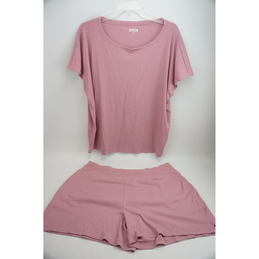 Duluth Trading Co Pajama Set XXL Pink Ribbed Knit Top and Shorts Excellent